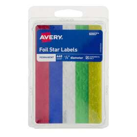 Avery 072782060077 Assorted Foil Star Labels 6007 1.3cm Diameter 440