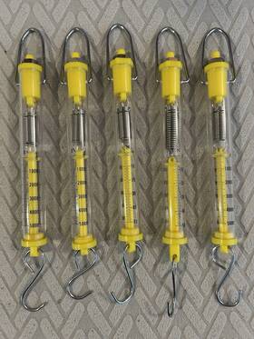 Ph0033g Eisco Lot Of 5 - Newton Force Meter Spring Scale Max Capacity 50n 5kg Dual Measure