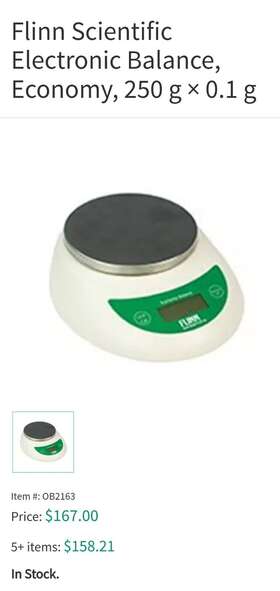 Ob2163 Flinn Scientific Electronic Balance Economy 250 G 0.1