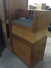 Height Lift Wood Motorized Presentation Podium Adjustable Amphitheater Av Heavy