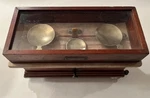 Antique Henry Troemner Apothecary Balance Scale Oak Case Glass Top Philadelphia. Fixed Price $120.00.
