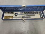 Vintage American Forge 18 Piece Socket Set, 3/8" And 1/4" Drive Metric. Fixed Price $43.00.