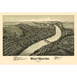 Historic Panoramic View - West Newton Pennsylvania Fowler 1900 Vintage Wall. Fixed Price $36.95.