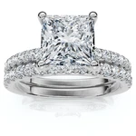 Certified 1.90CT Princess Cut Diamond Engagement 14K Wedding Ring Set Lab Grown. Fixed Price $1311.00.