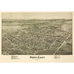 Historic Panoramic View - North East Pennsylvania Fowler 1896 Vintage Wall. Fixed Price $36.95.
