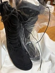 The Row Tyler Laceup Boots 37.5 Black Fur -lined Bnwt. Fixed Price $850.00.