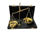 Antique Brass Polished Balance Scale With Velvet Box Weights Jewelry 100G. Fixed Price $19.99.