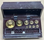Vintage Ohaus Sto-a-weigh Class-o-metric Calibration Weight Set Brass/metric. Fixed Price $39.00.