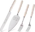 Wedding Cake Knife Server Set, Ceramic Pearl Handle Cutting For. Fixed Price $27.18.