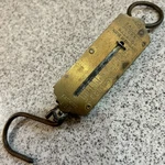 Salter Vtg Pocket Spring Balance 25 Lb Hanging Scale England Brass Metal Antique. Fixed Price $9.99.