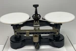 Antique Scale Cenco Central Scientific Balance Cast Iron Base Ceramic Plates. Fixed Price $80.00.