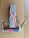 Rite Edge American Flag Trapper Pocket Knife 3 Blades Main Is 2.25 Inch. Fixed Price $12.99.
