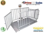 10,000 Lb X 2 Optima 7' 5' Cattle Livestock Animal Scale System & Gate. Fixed Price $9999.00.
