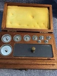 Vtg Calibration Weights Scale Rice Lake Christian Becker Wooden Box 500MG-2MG. Fixed Price $32.88.
