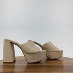 Womens Black Suede Studio Tyler Nude Leather Peep Toe Platform Sandals Size 37.5. Fixed Price $149.99.