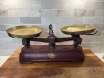 French Merchant Scale Antique Balance 15K Cast Iron With Brass Pans. Fixed Price $240.00.