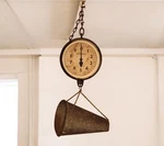 1940S Detecto Hanging Scale W/ Original Cone Bucket Works No Glass. Fixed Price $220.00.