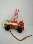Vintage 1968 Fisher Price Little People Fire Truck Engine 720 Wood Toy 8" W/bell. Fixed Price $12.99.