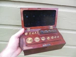 Vintage Henry Troemner Balance Scale Weight Set 14 Pieces 8OZ - 1/4OZ. Fixed Price $99.95.