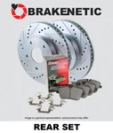 Rear Brakenetic Sport Drill Slot Rotors + Ceramic Pads BSK76133. Fixed Price $201.00.