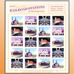 5758A-5762A Railroad Stations Designs Imperf Pane 20 Richmond Cincinnati. Fixed Price $20.99.
