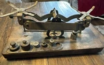 Antique Burke & James No. 8 Rexo Avoirdupois Balance Scale W/ Weights. Fixed Price $58.95.