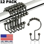 12 Pack Metal Shower Curtain Hooks Rings Double Glide Roller Set For Bathroom. Fixed Price $9.99.