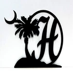 Palmetto Tree Metal Sign Customizable Initial Monogram Choose Your Color. Fixed Price $37.99.