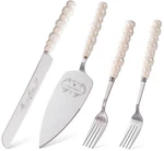 Wedding Cake Knife Server Set Ceramic Pearl Handle Cutting For W.... Fixed Price $25.63.