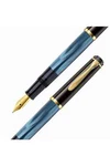 Pelikan M200 Blue Black Fountain Pen - Fine Nib New Box. Fixed Price $129.00.