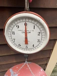 Vintage 20# Chatillon Produce Hanging Scale Basket/pan W/chains. Fixed Price $69.99.
